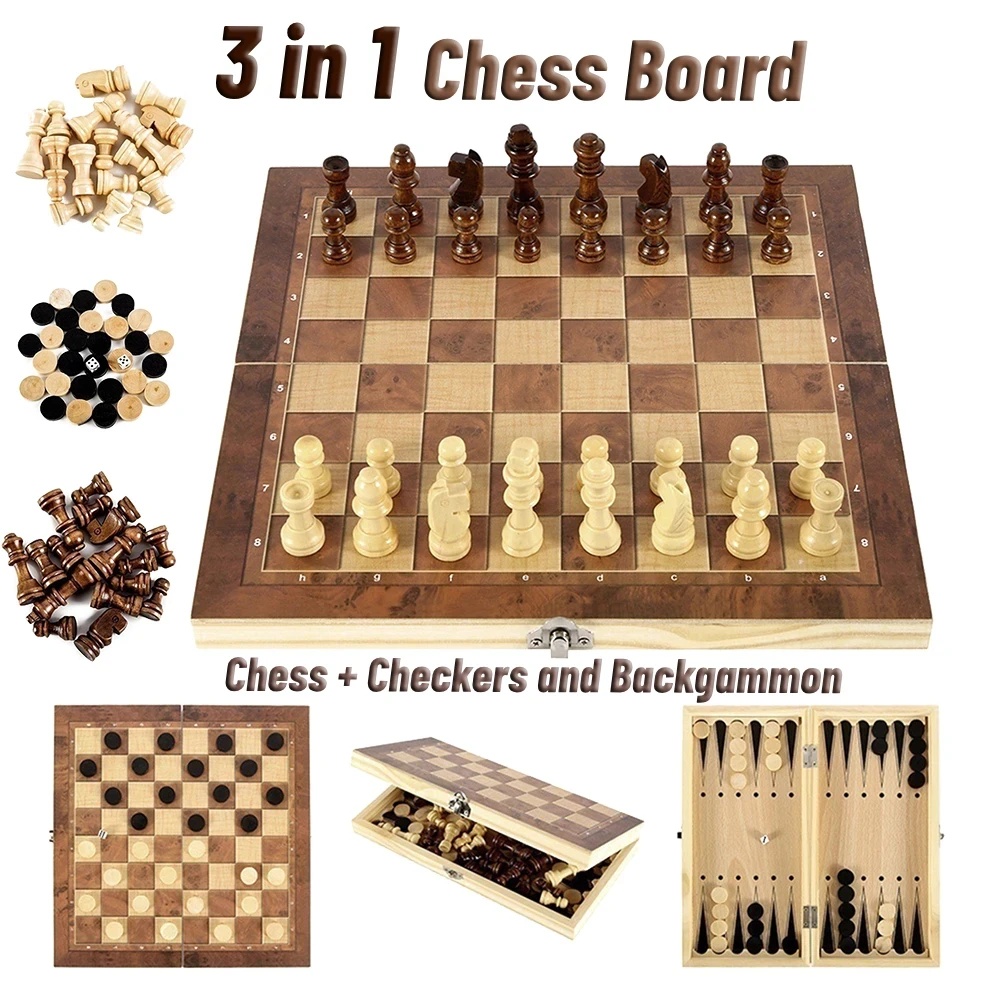 Zestaw drewnianych gier 3 w 1: – Strategy Board Game recenzja i cena